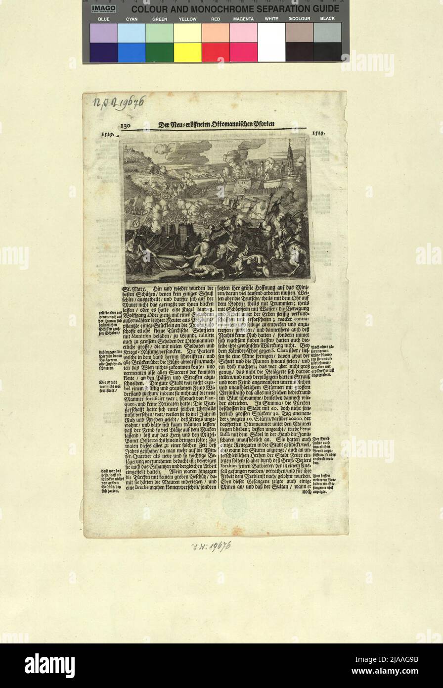 Pagina 130 dal libro 'il Neu = porta ottomannica aperta' con la vista dell'assedio di Vienna 1529. Paul Rycaut (Ricaut) (1629-1700), Auteur Foto Stock