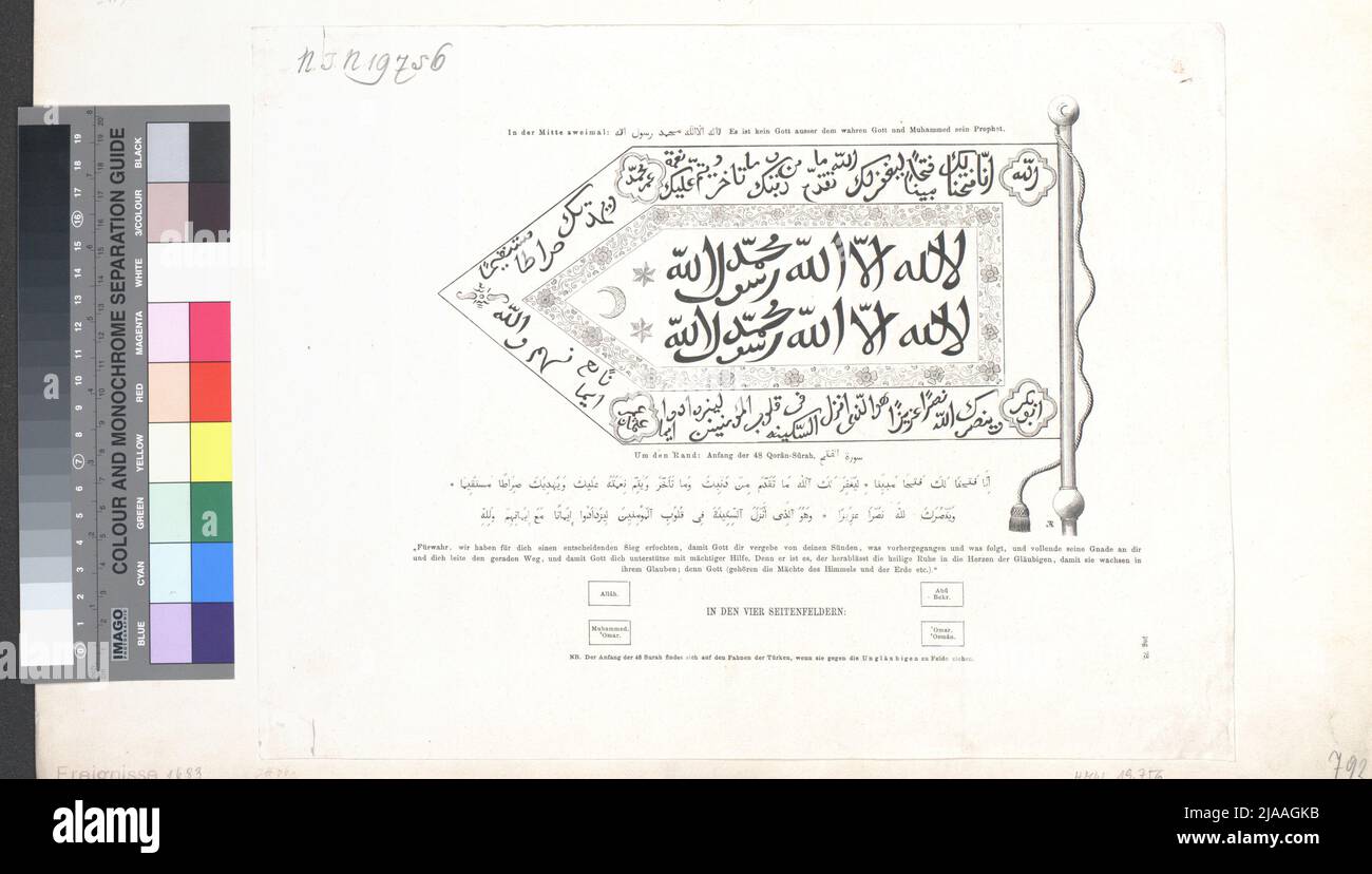 Bacheca a pagina 78 da 'rapporti e comunicazioni dell'Associazione dell'Antiquità di Vienna', Vol.VIII: Illustrazione e descrizione della bandiera ottomana di fronte a Vienna (vedi I.N. 19754). Sconosciuto Foto Stock