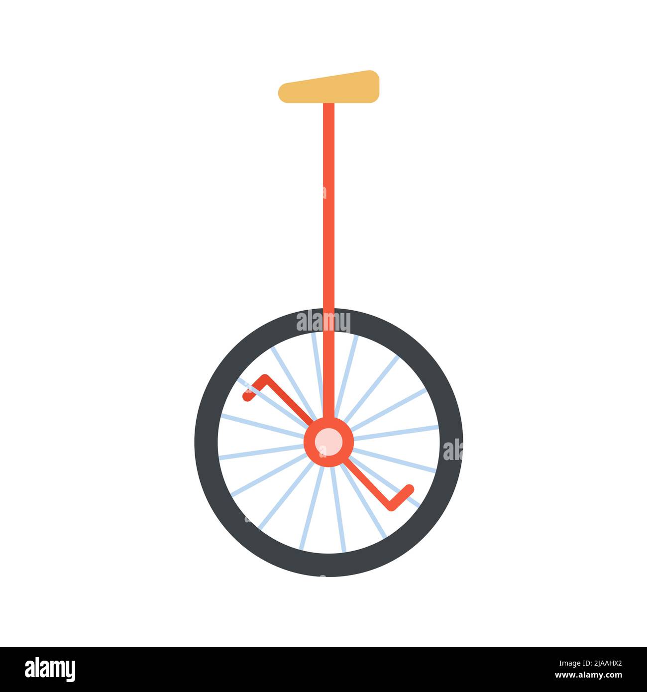 Una bicicletta da circo a ruota per lo spettacolo. Illustrazione vettoriale del dispositivo di esposizione di divertimento monociclo Illustrazione Vettoriale