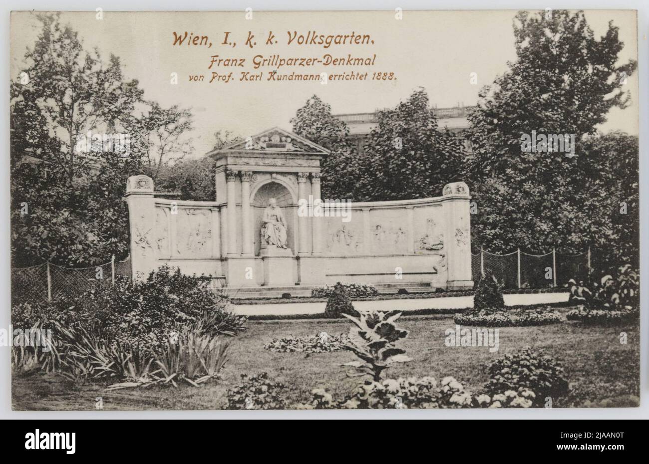 Vienna, I., k. k. Volksgarten. Franz Grillparzer monumento del Prof. Karl Kundmann, costruito nel 1888 .. Wolf, United Kunstestalten Vienna, produttore Foto Stock