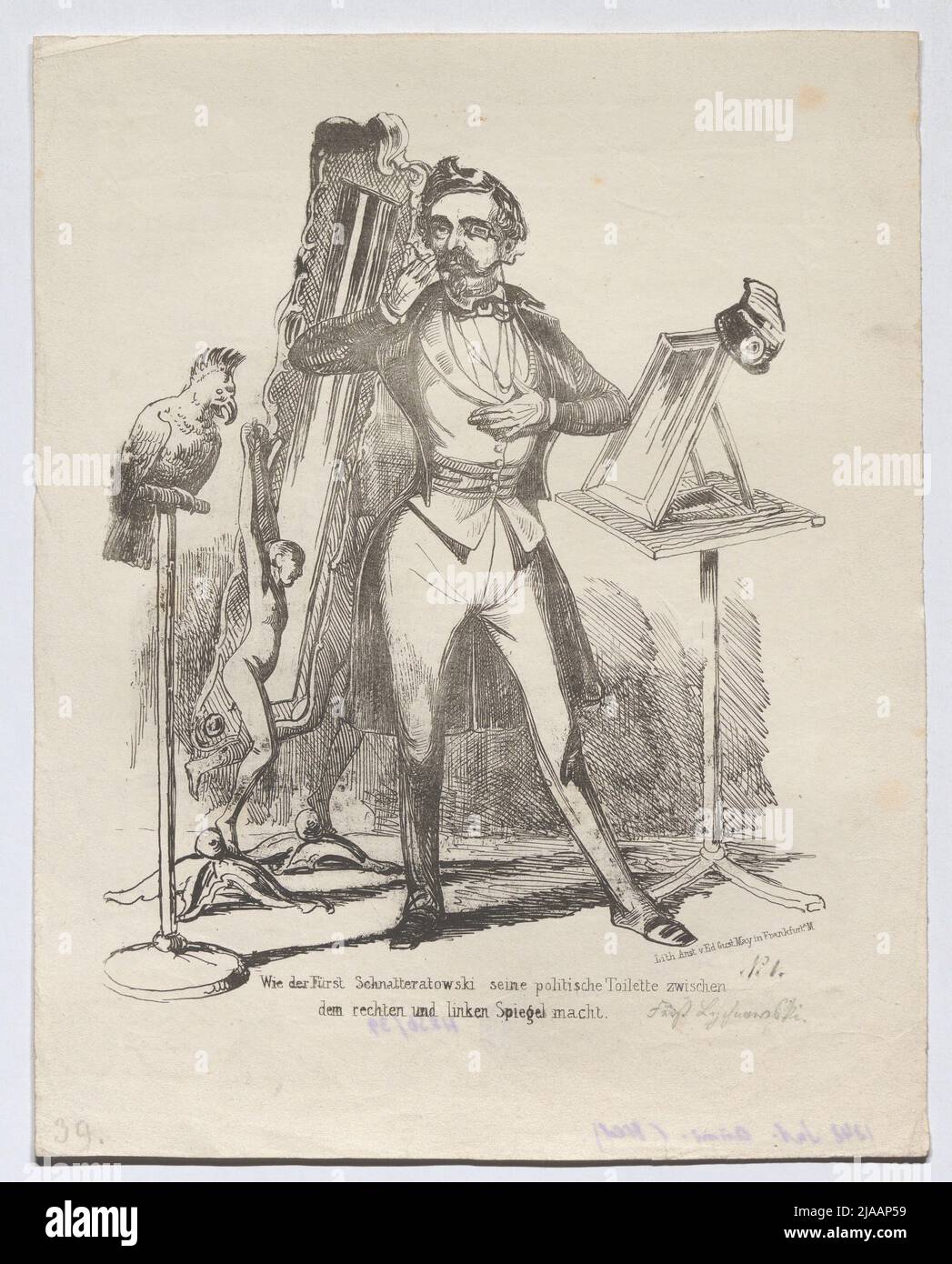 'Come il principe Schnatteratowski il suo gabinetto politico (...) fa (caricatura su Felix Fürst von Lichnowsky, membro dell'Assemblea Nazionale di Francoforte nel 1848). Eduard Gustav maggio (1818-1907), editore Foto Stock