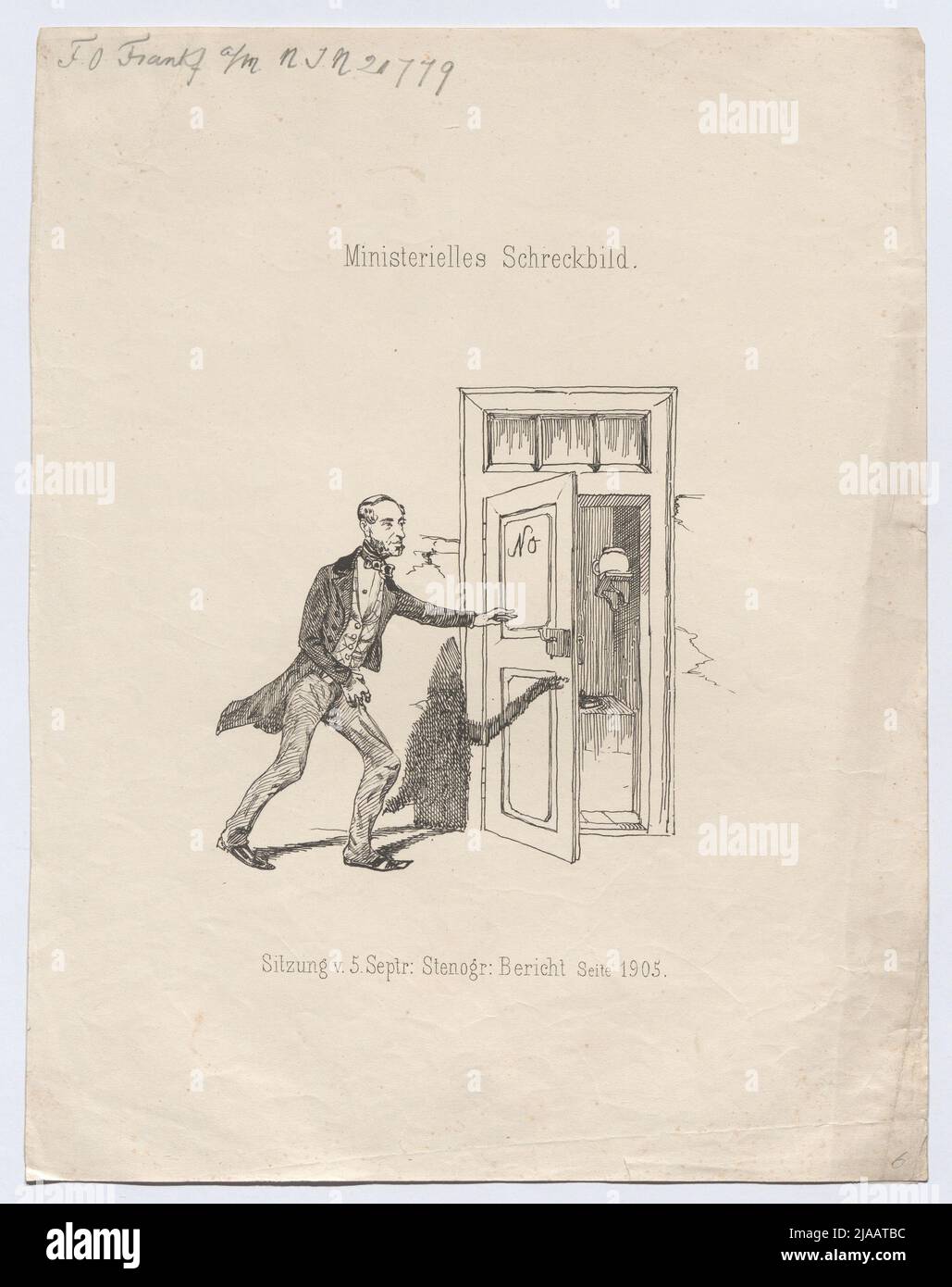 "Shock cinisteriale". (Caricatura su Anton Ritter von Schmerling, primo ministro del controllo centrale provvisorio nel 1848). Sconosciuto Foto Stock