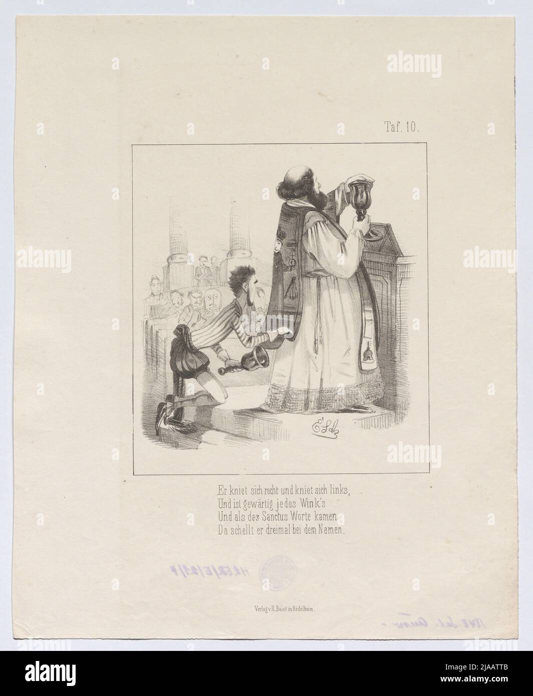 'Il corridoio / dopo il / martello di ferro. / Ballad. / II. Problema". (Targa 10: Caricatura su Heinrich von Gagern e Alexander von Soiron). Adam Ernst Schalck (1827-1865), litografia, Reinhold Baist, editore Foto Stock