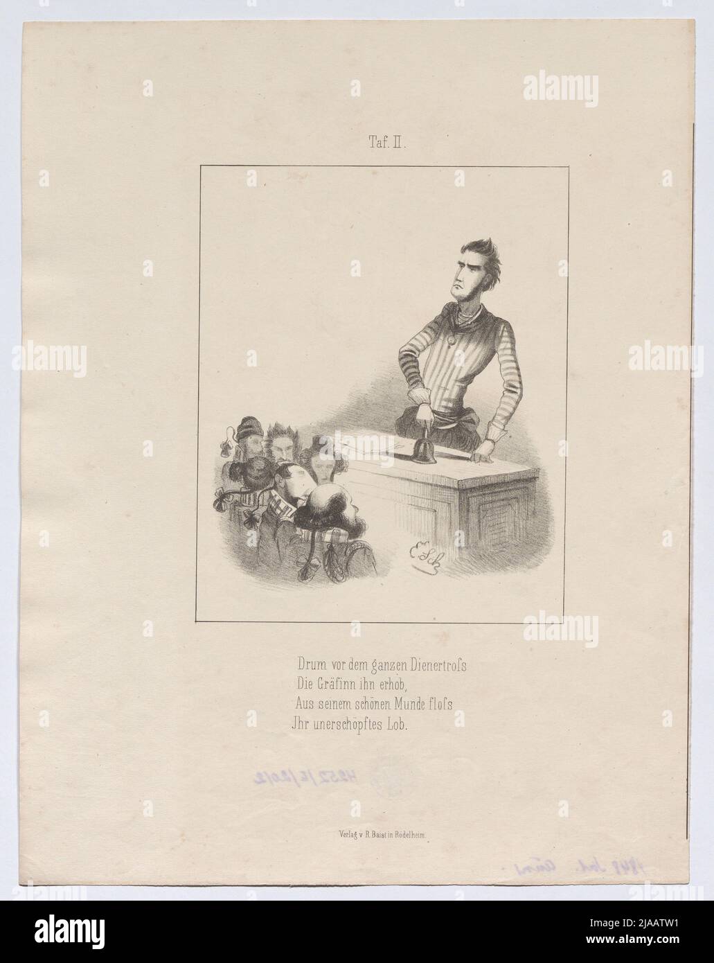 'Il corridoio / dopo il / martello di ferro. / Ballad. / I. problema." (Targa 2: Caricatura su Heinrich von Gagern). Adam Ernst Schalck (1827-1865), litografia, Reinhold Baist, editore Foto Stock