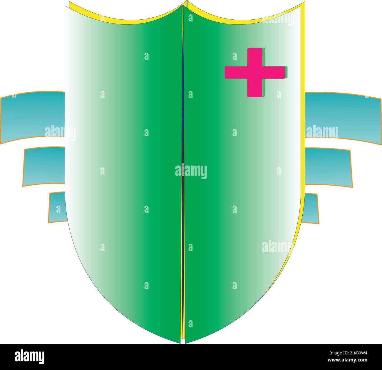 Protezione e Mini Wing. Logo Health Vector. Massima qualità e utilizzo elevato Illustrazione Vettoriale