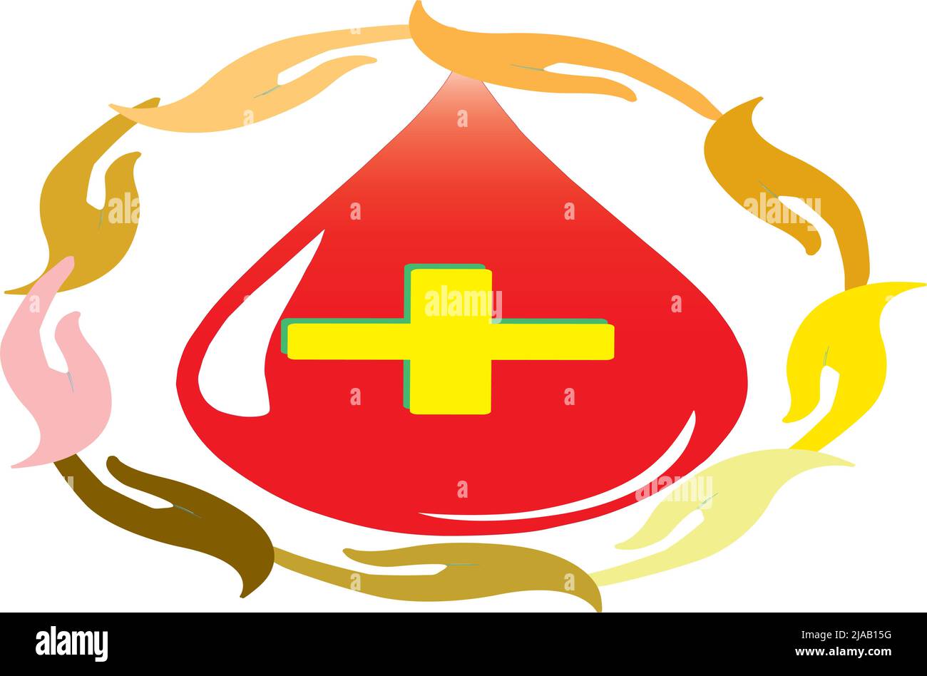 Collaborazione per salvare sangue. Logo Health Vector. Illustrazione della migliore qualità Illustrazione Vettoriale
