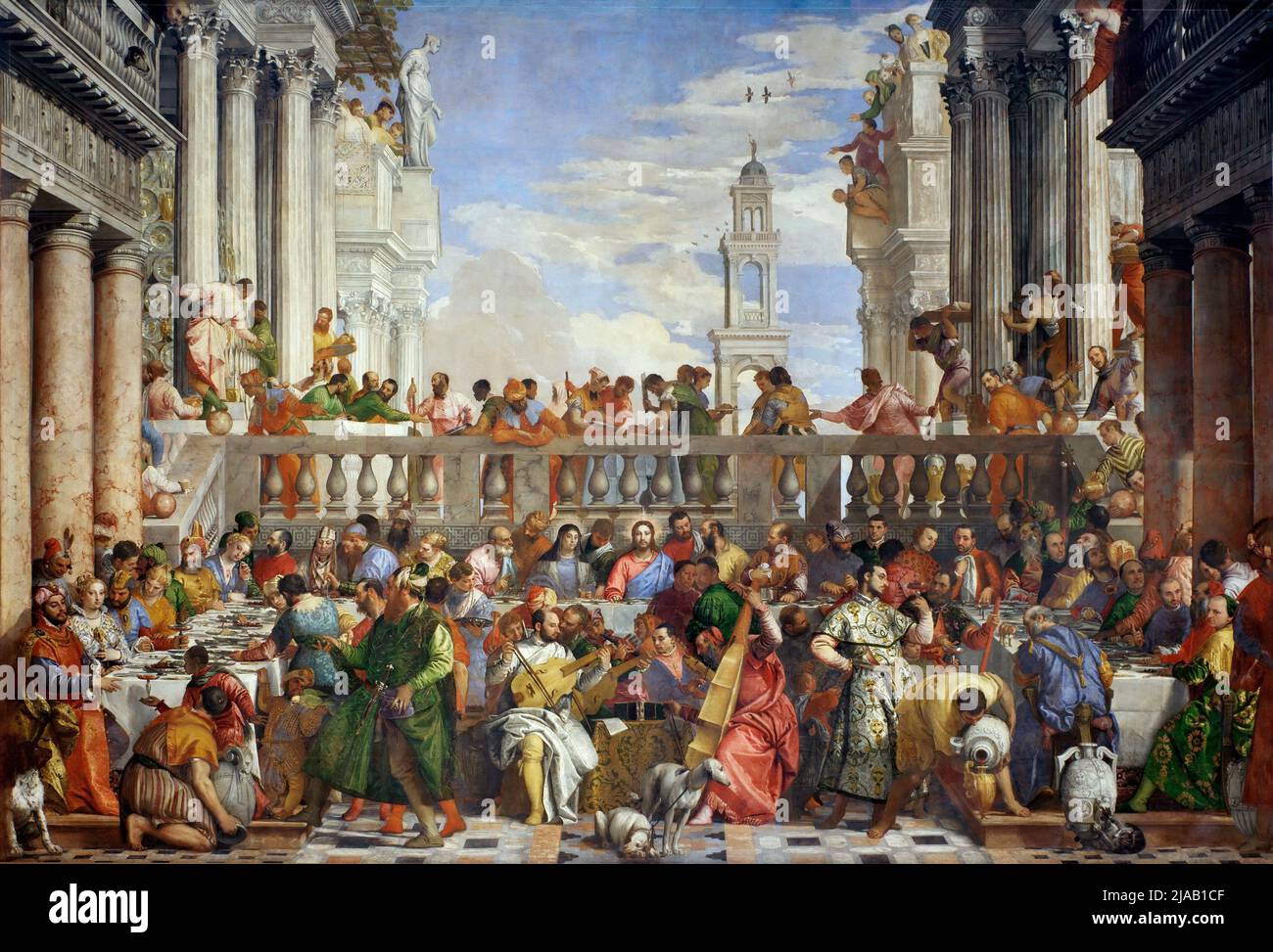 La Festa delle nozze a Cana di Paolo Veronese, teatro del primo dei miracoli di Gesù, trasformando l'acqua in vino. Foto Stock