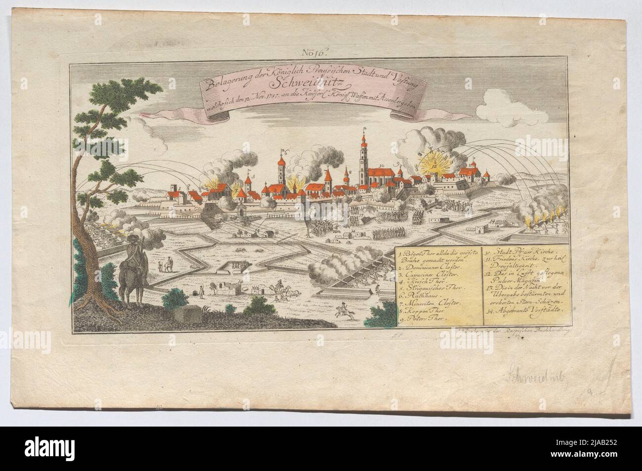 'Assedio della città reale prussiana e Vestung / Schweidnitz ...'. L'assedio di Schweidnitz il 12 novembre 1757. Raspa, casa editrice Foto Stock