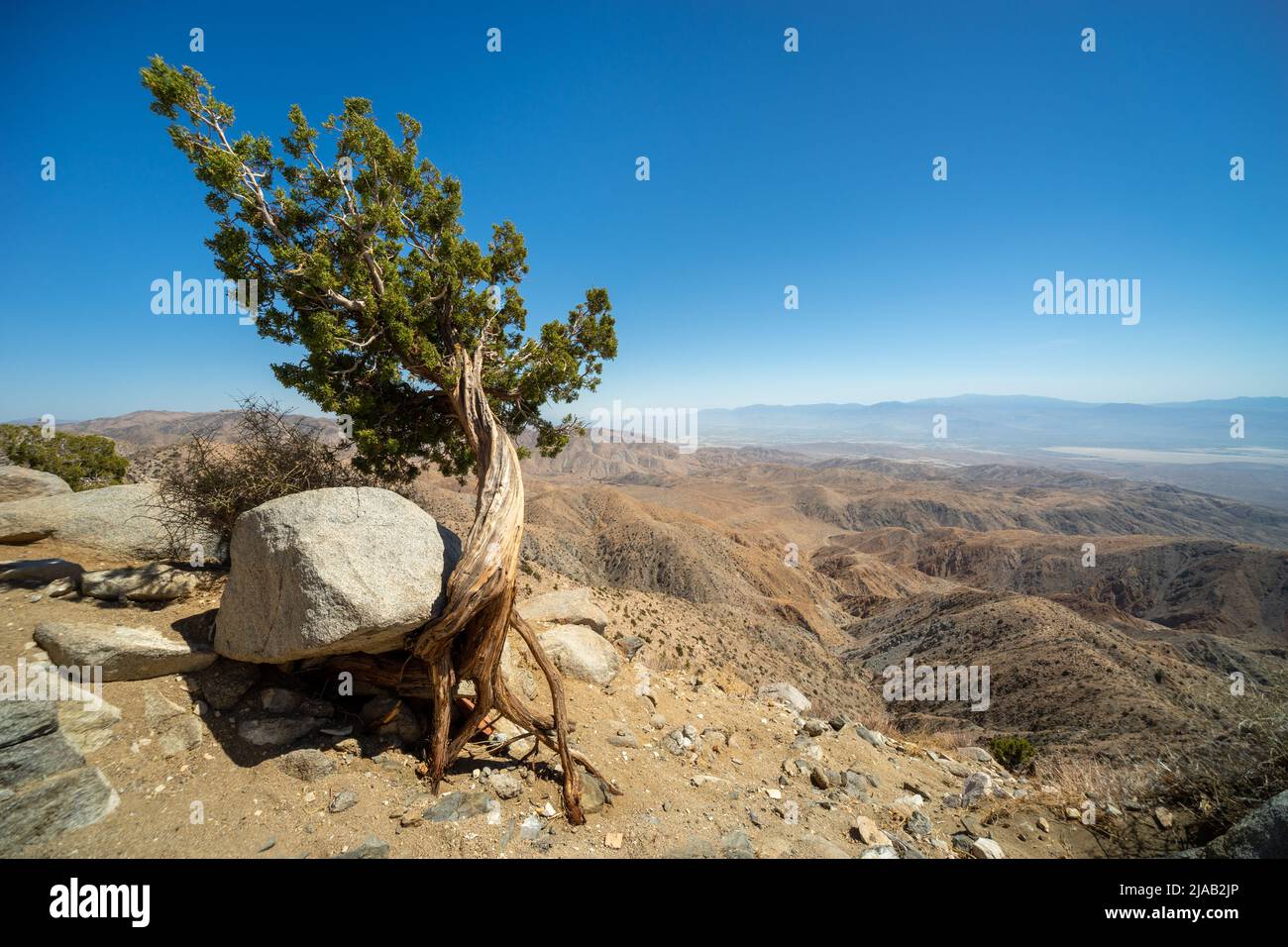 Vista della valle di Coachella da Keys View nel Joshua Tree National Park, California CA, USA Foto Stock