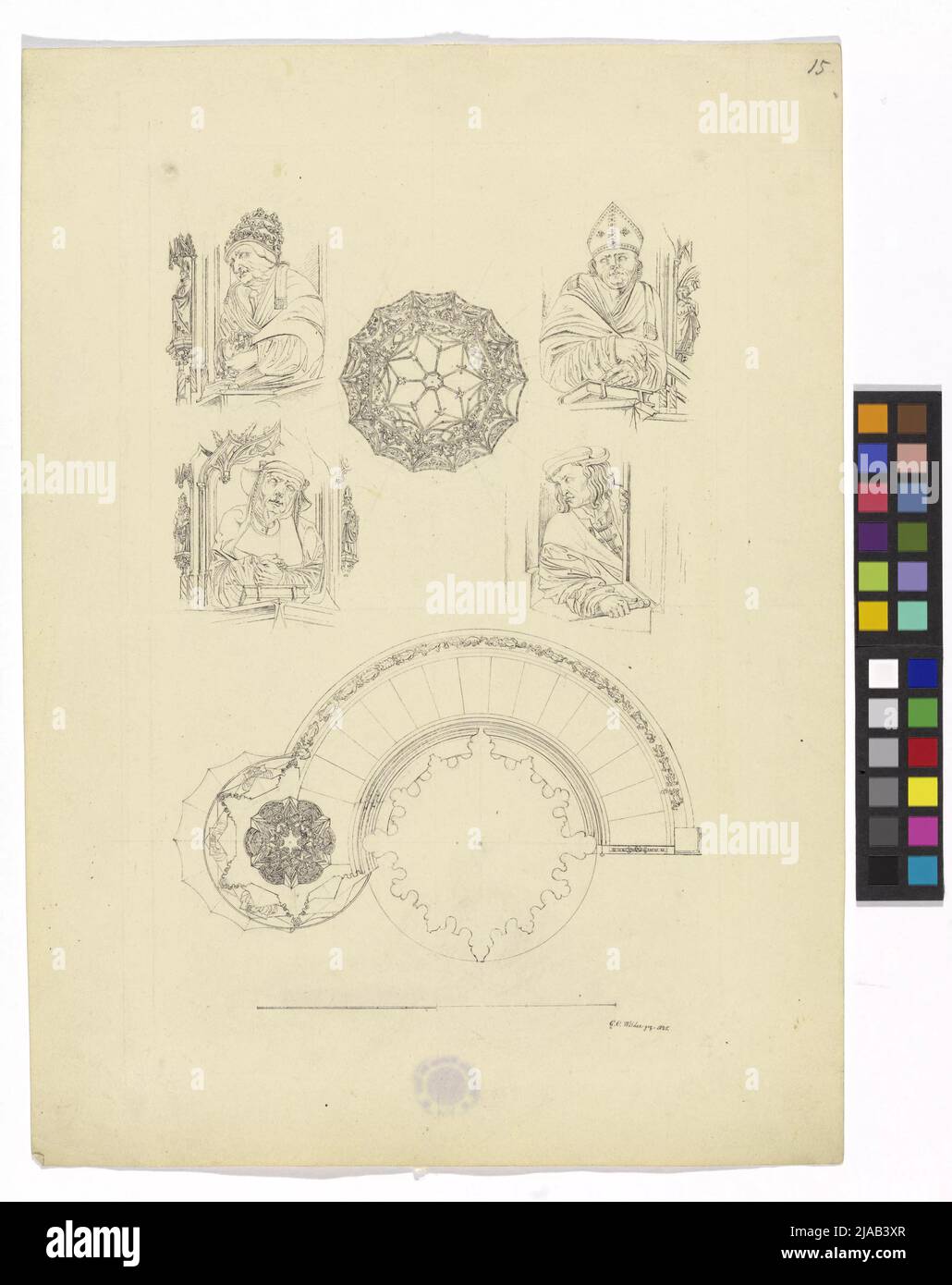 Ref.: 'La Cattedrale di Santo Stefano a Vienna'. Santo Stefano, pulpito, proiezione e dettagli. Georg Christoph (Christian) Wilder (1797-1855), cassetto Foto Stock