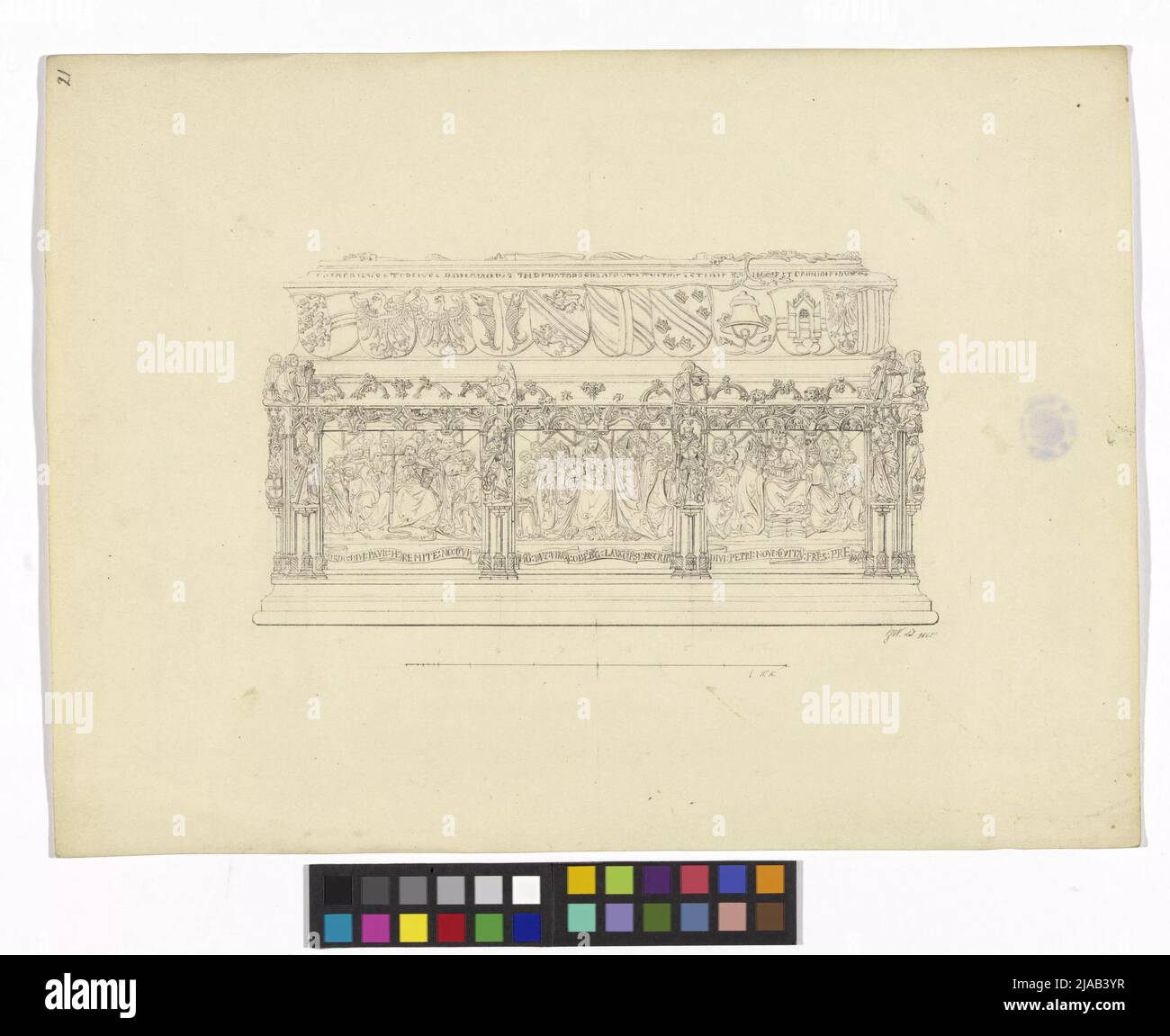 Ref.: 'La Cattedrale di Santo Stefano a Vienna'. Santo Stefano, imperatore sepolcro Friedrich III, lato lungo. Georg Christoph (Christian) Wilder (1797-1855), cassetto Foto Stock