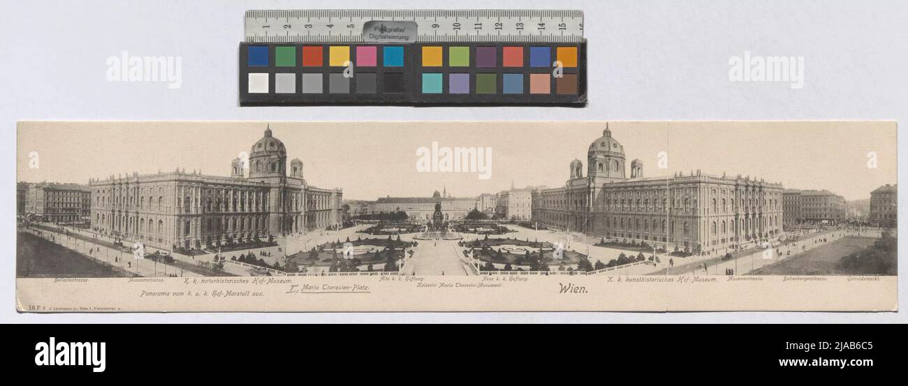 1st, Maria-Theresien-Platz-view contro Heldenplatz, mappa panoramica. Carl (Karl) Ledermann jun., produttore Foto Stock