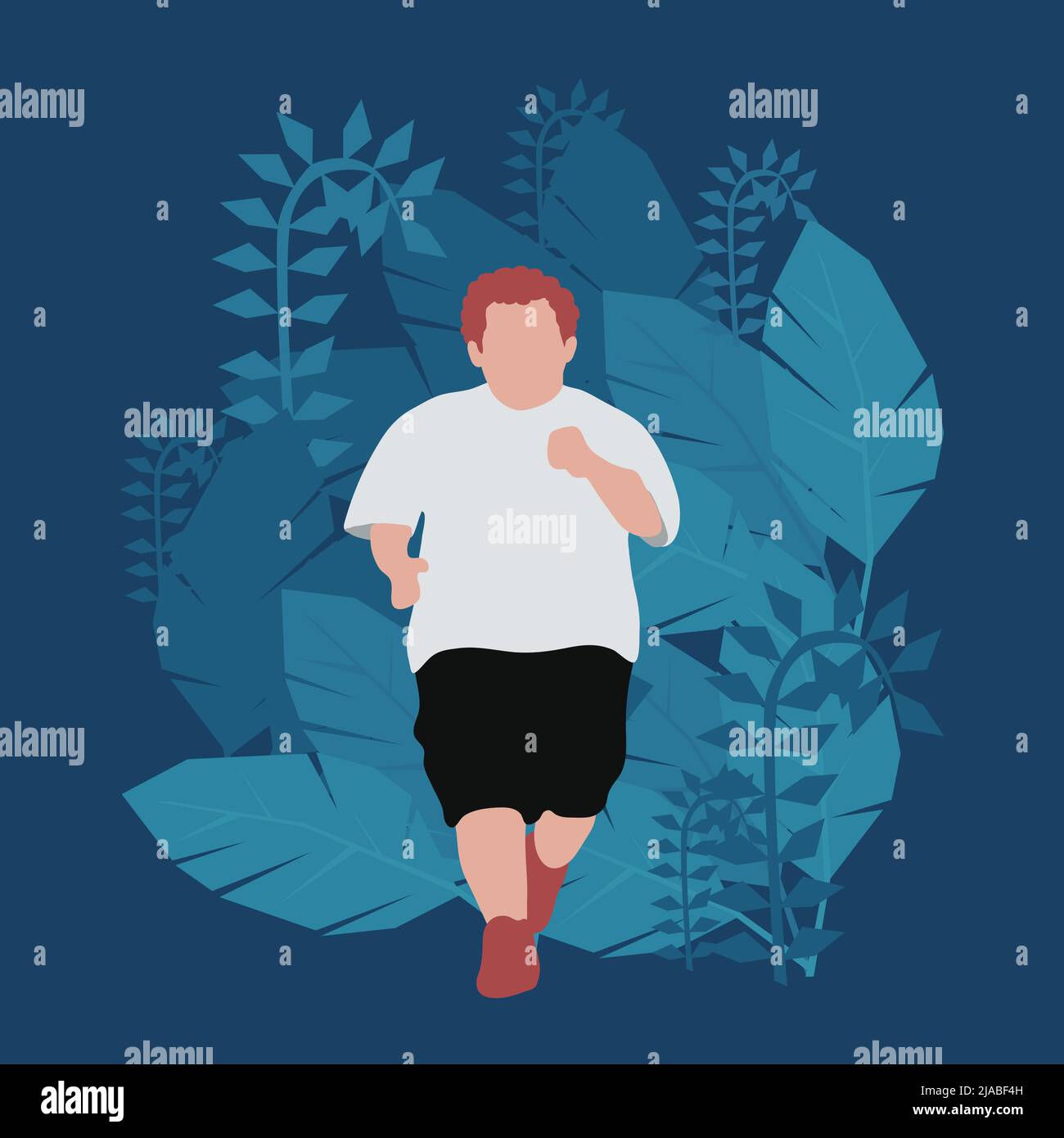Fat Man jogging in natura Illustrazione Illustrazione Vettoriale