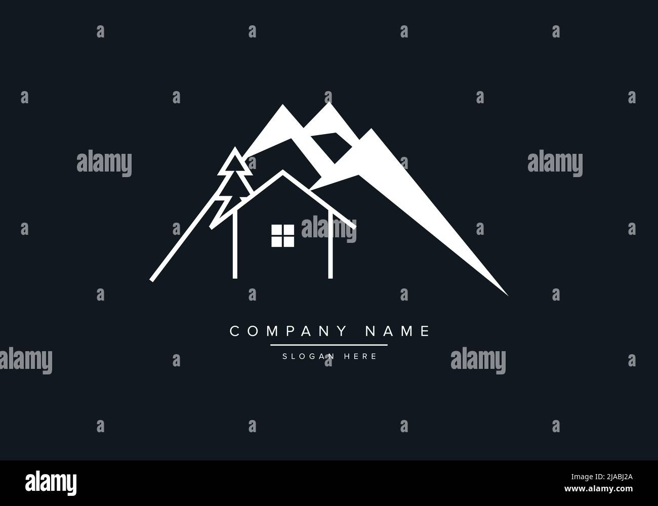 linea immobiliare arte home o montagna logo vettore Illustrazione Vettoriale