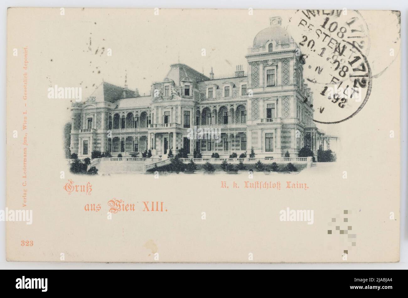 13., Lainzer Tiergarten - Hermesvilla (K. K. Lustschloß Lainz), cartolina. Carl (Karl) Ledermann jun., produttore Foto Stock
