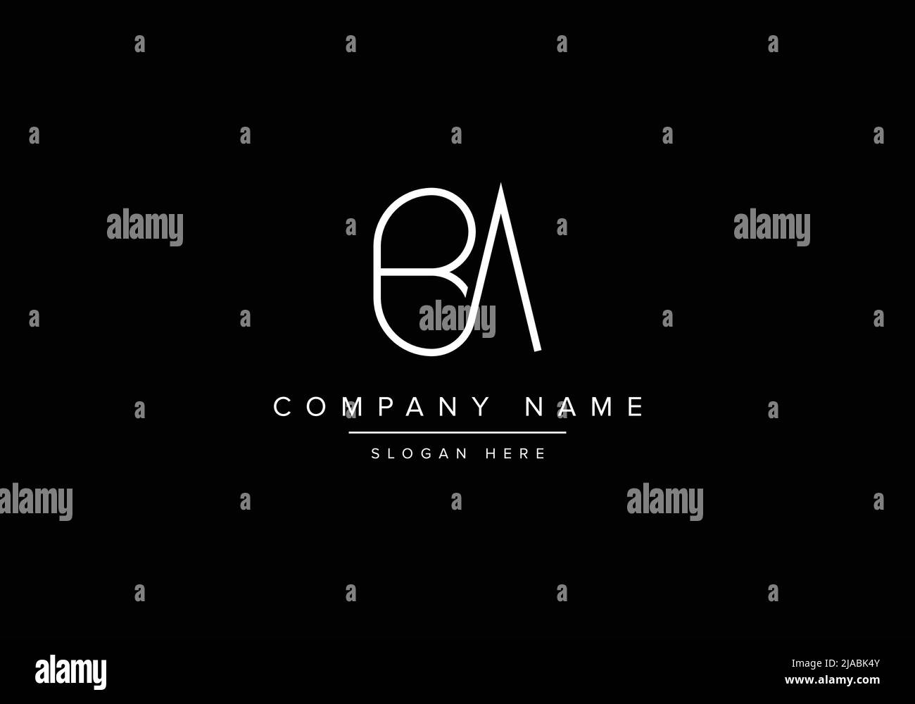 Logo icona Creative minimal line art, logo BA monogramma Illustrazione Vettoriale