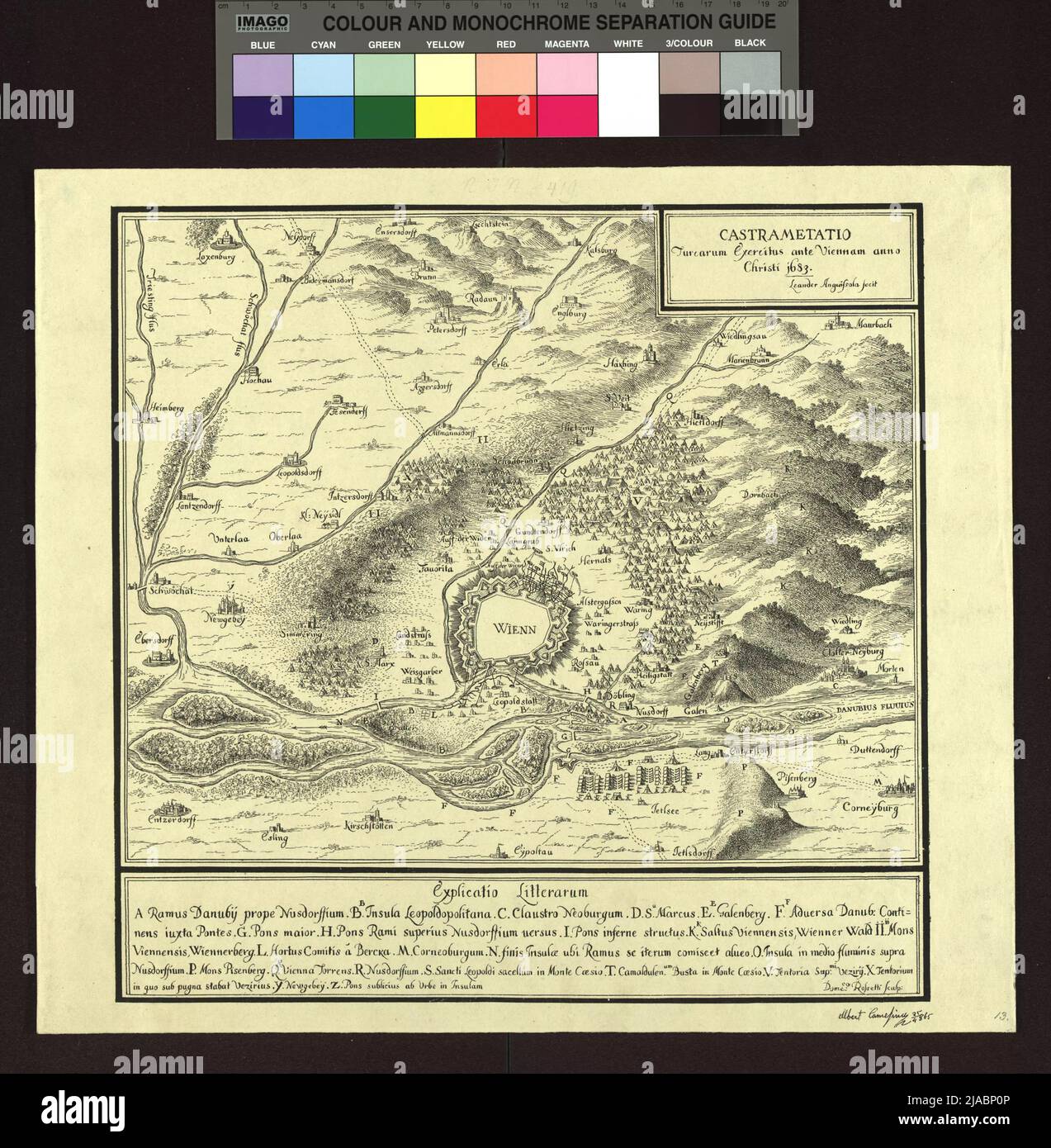 Castramentation / esercito turco nel 1683 '. Piano Belagerung Wiens 1683. Albert von Camesina (1806-1881), litografo, dopo: Domenico Rossetti, incisore di rame, dopo: Leandro Anguissola (1653-1720), Cartografia Foto Stock