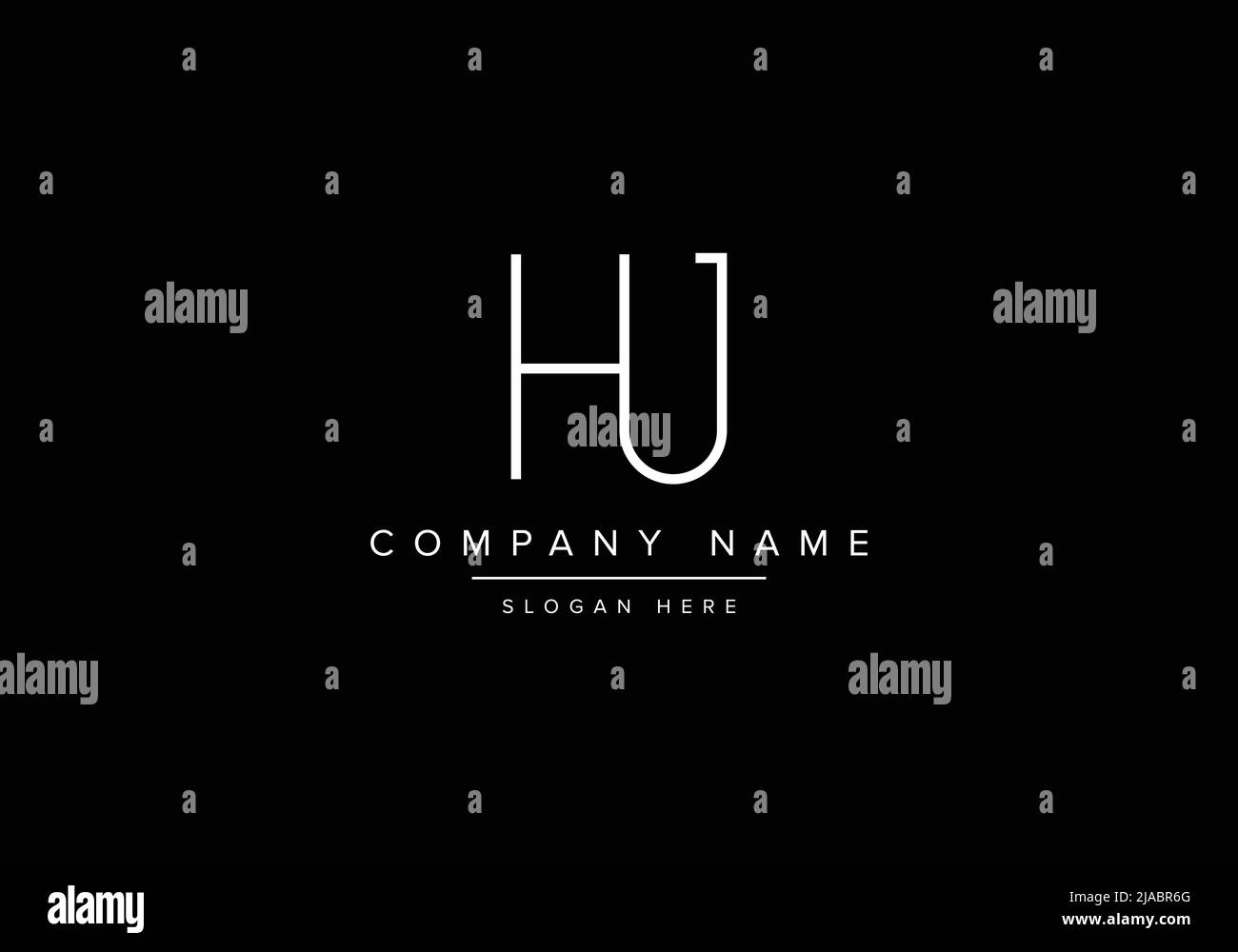 Logo icona Creative minimal line art, logo monogramma HU Illustrazione Vettoriale