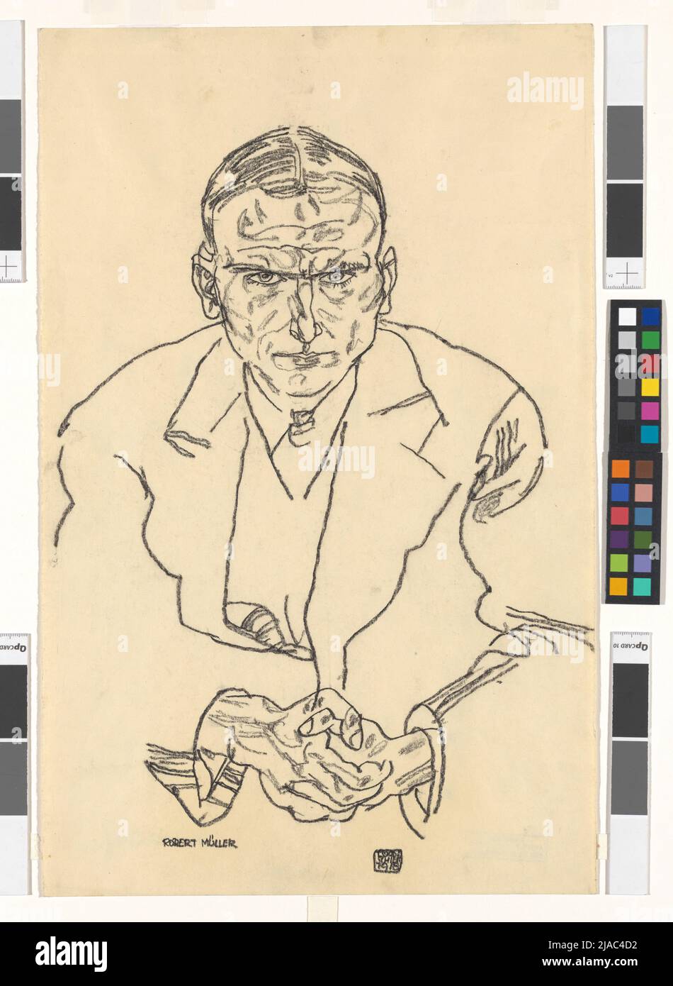 Ritratto dello scrittore Robert Müller. Egon Schiele (1890-1918), artista Foto Stock