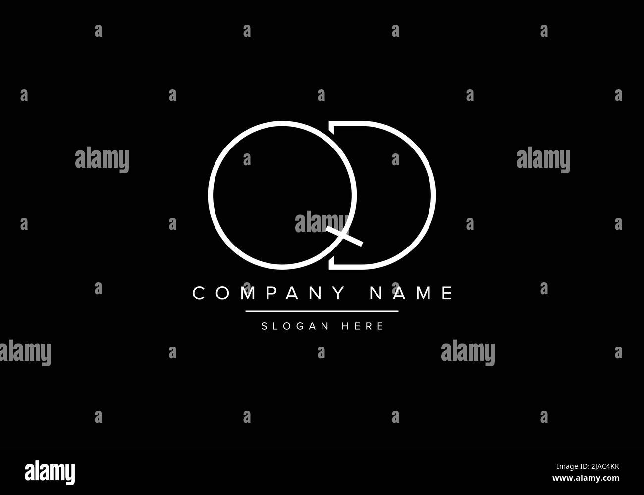 Logo icona Creative minimal line art, logo QD monogramma Illustrazione Vettoriale