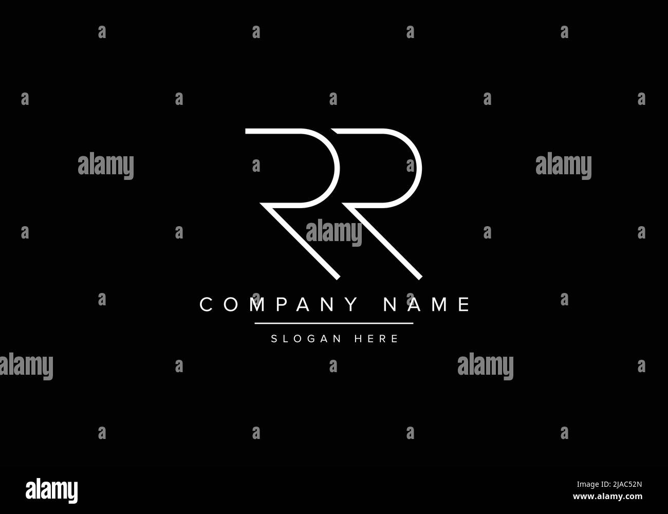 Logo icona Creative minimal line art, logo RR monogramma Illustrazione Vettoriale