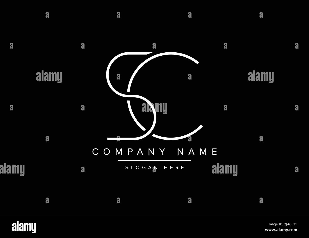 Logo icona Creative minimal line art, logo SC monogramma Illustrazione Vettoriale