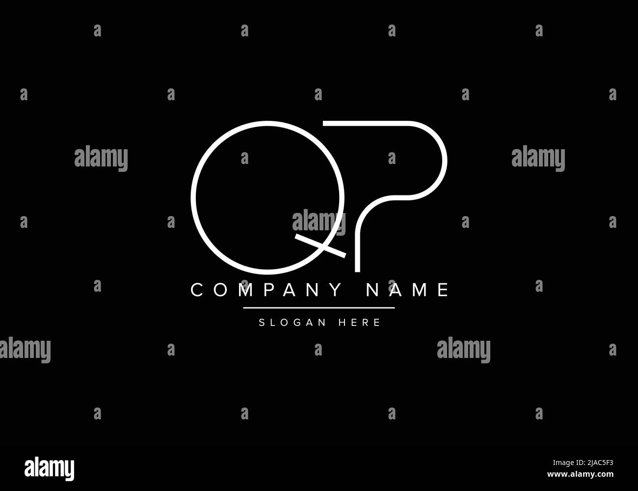 Logo icona Creative minimal line art, logo QP monogramma Illustrazione Vettoriale