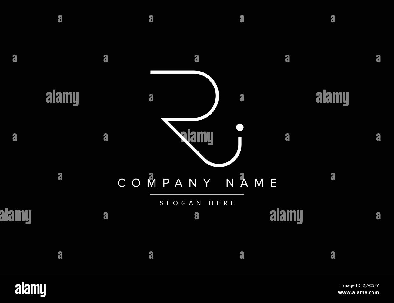 Logo icona Creative minimal line art, logo RI monogramma Illustrazione Vettoriale