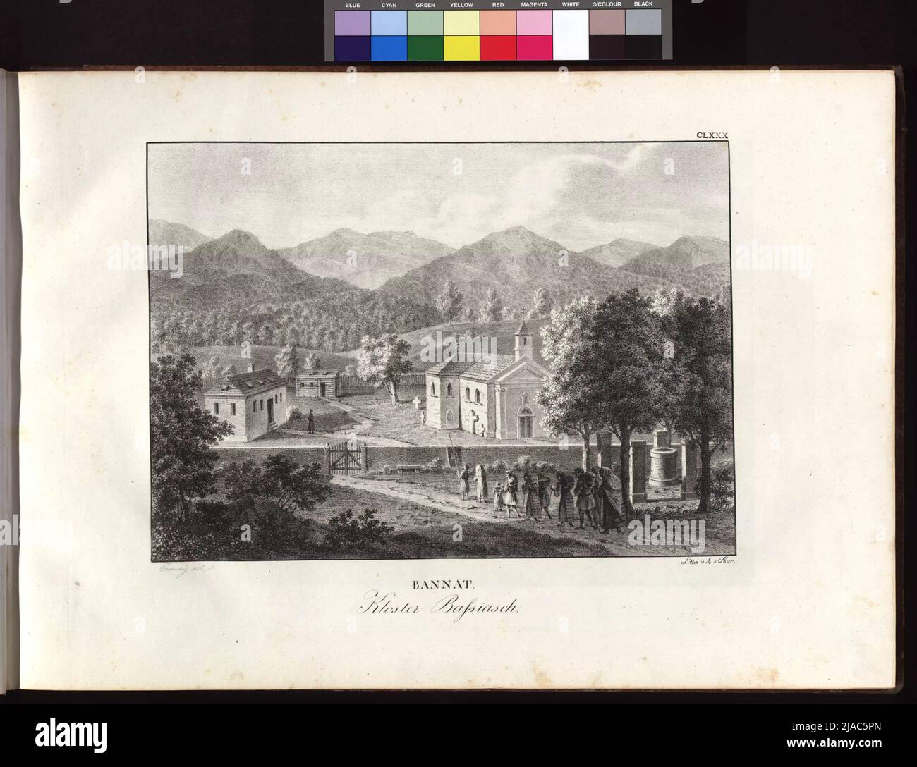 Vista sul Danubio: Bannat. Monastero di Bassiasch. Dopo: Ludwig Erminy, cassetto, Alois von Saar (1779-1861), litografo, Adolf Friedrich Kunike (1777-1838), redattore Foto Stock