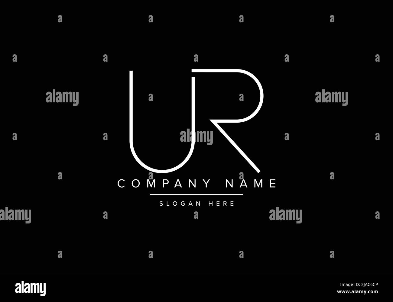 Logo icona Creative minimal line art, logo UR monogramma Illustrazione Vettoriale