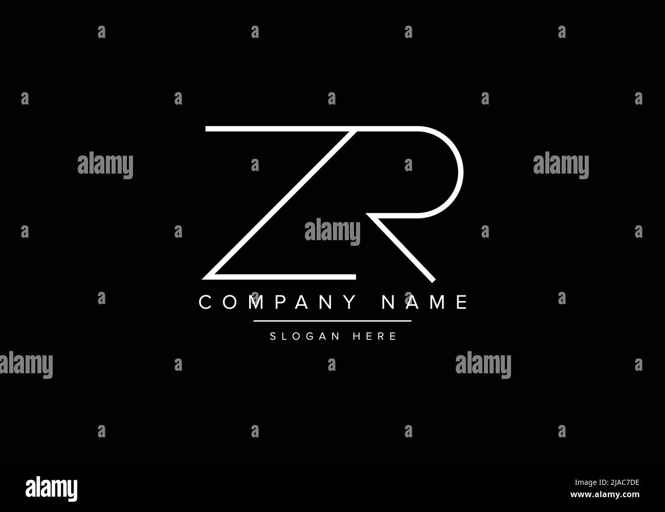 Logo Creative minimal line art icona, logo ZR monogramma Illustrazione Vettoriale