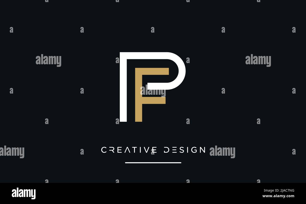 PF, FP, P o F Initial Letters Logo Monogram Vector Template (modello vettoriale monogramma) Illustrazione Vettoriale