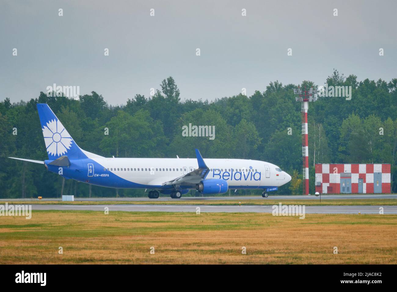 L' aereo in aeroporto Nazionale Minsk, Bielorussia Foto Stock