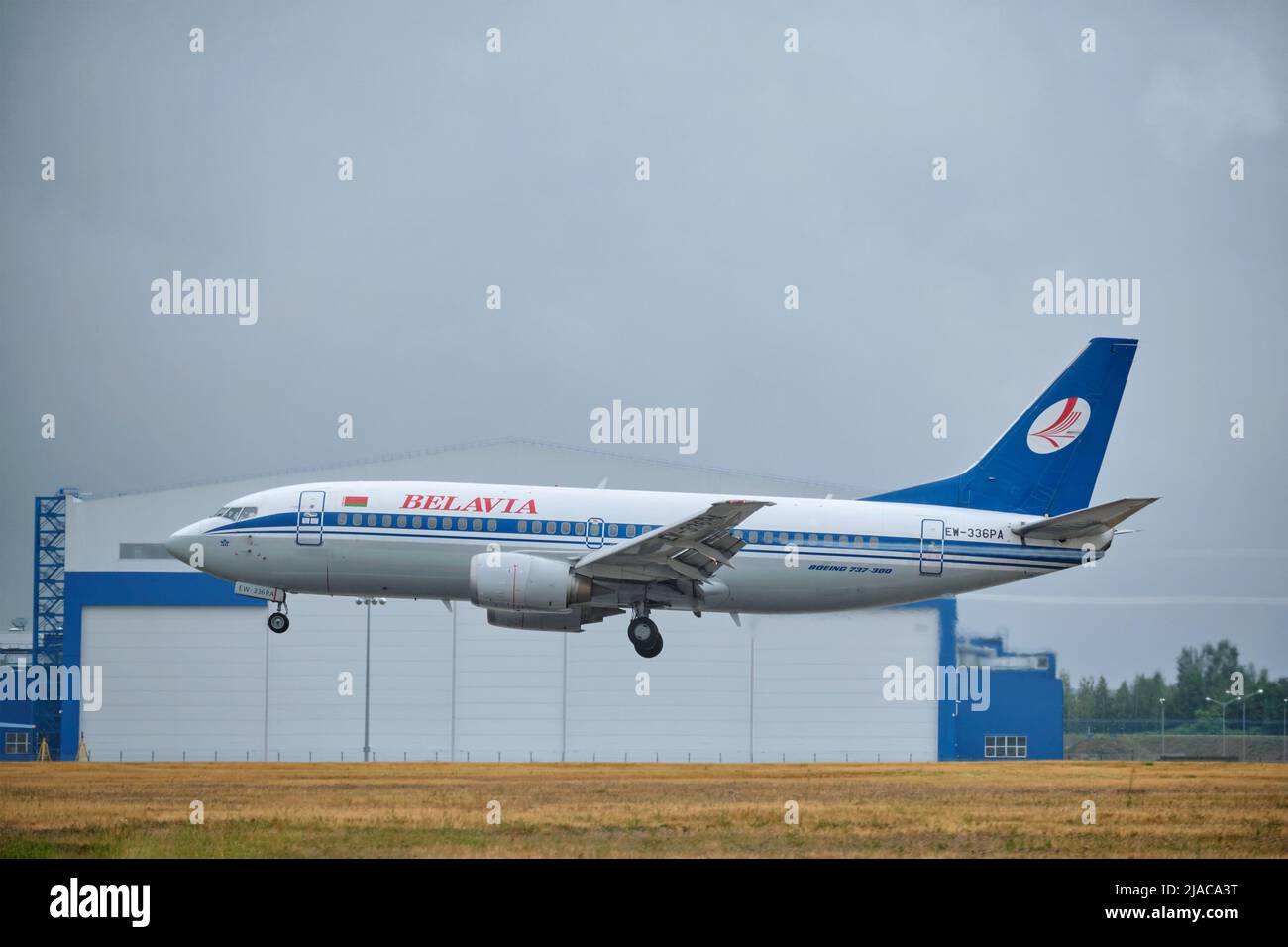 L' aereo in aeroporto Nazionale Minsk, Bielorussia Foto Stock