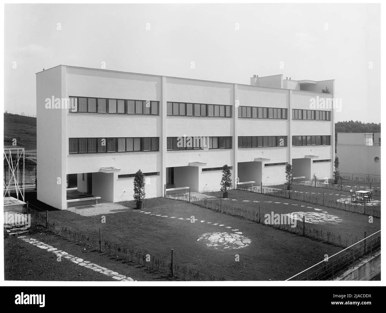 Werkbundsiedlung, Haus 25 to 28 (13th, Veitingergasse 87-93): Garten Side. Martin Gerlach jun. (1879-1944), fotografo, André Lurat (1892-1970), architetto Foto Stock