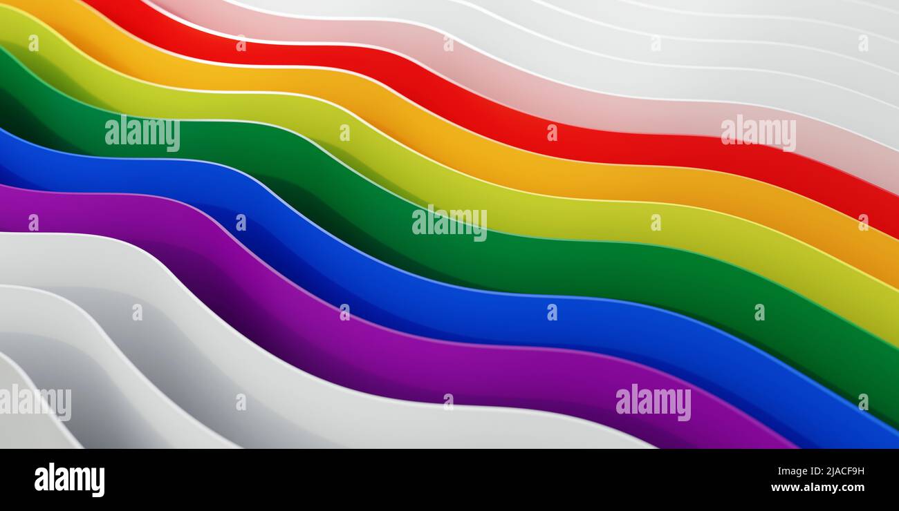 Astratto arcobaleno striscia diagonale sfondo, texture. Linea geometrica ondulata multicolore, lgbt, simbolo gay. 3d rendering Foto Stock