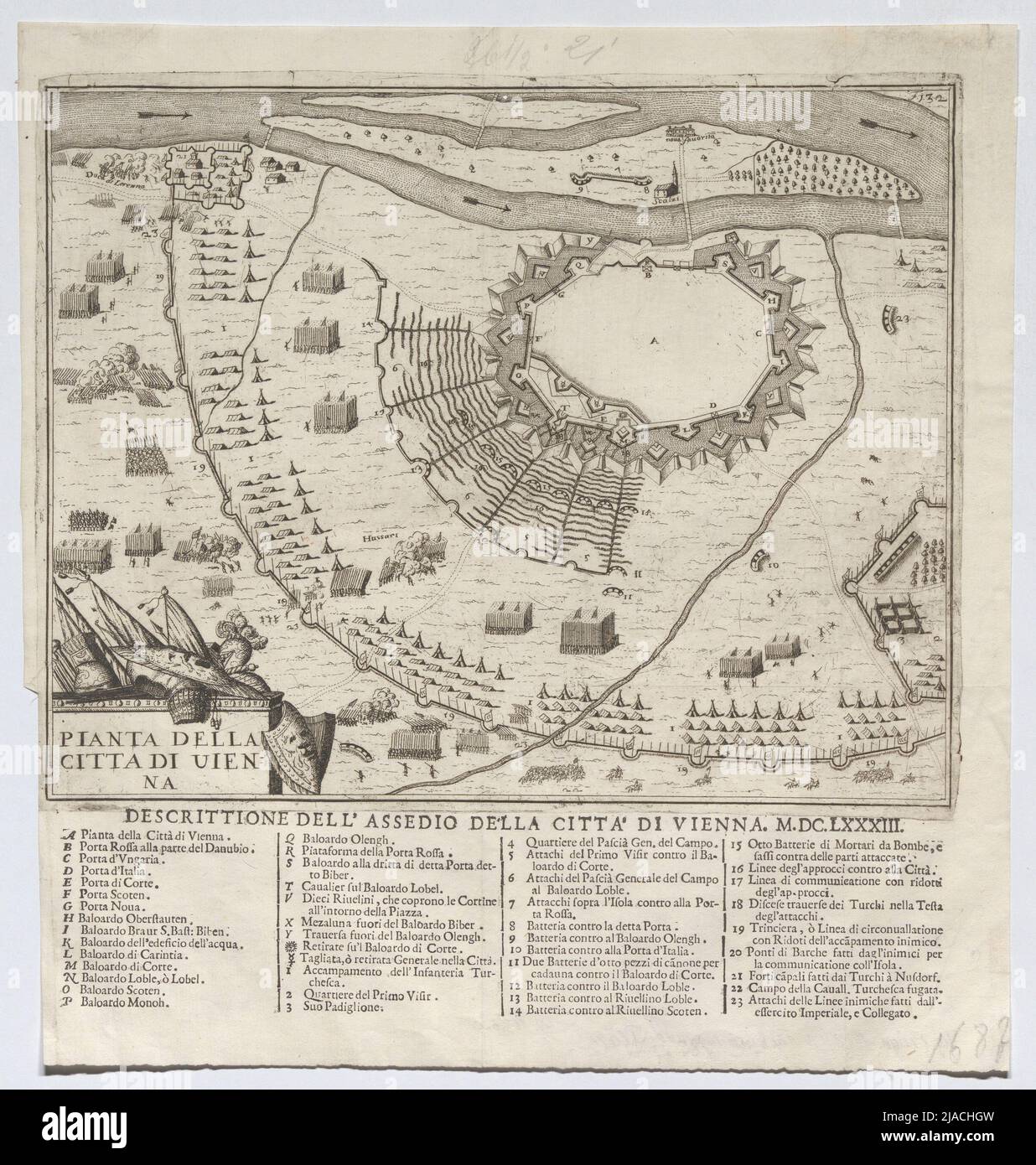 "Piano della città di Vienna". Piano Der Belagerung Wiens 1683. Sconosciuto Foto Stock