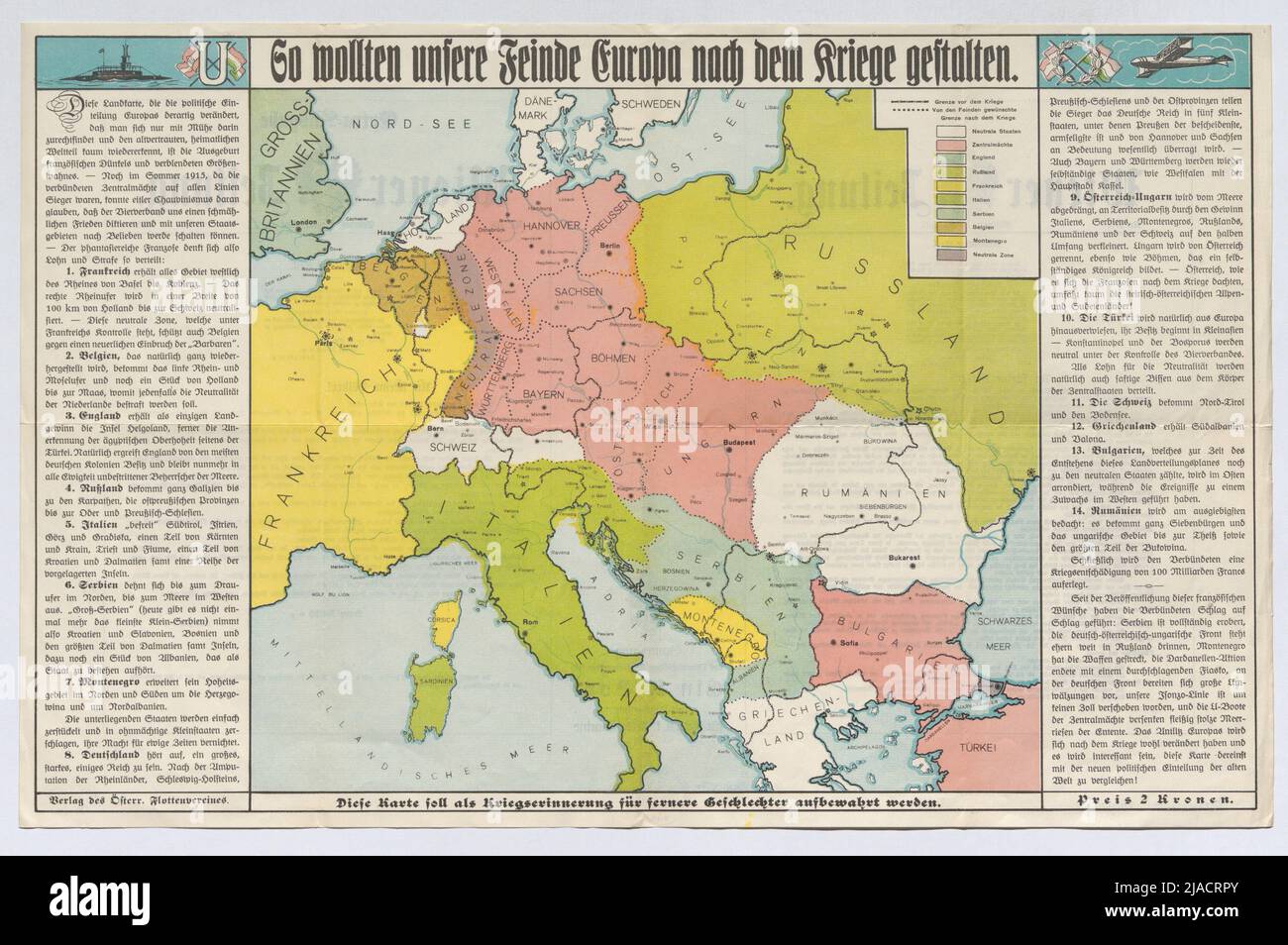 "Ecco come i nostri nemici volevano progettare l'Europa dopo la guerra”. Fleet club austriaco, casa editrice Foto Stock