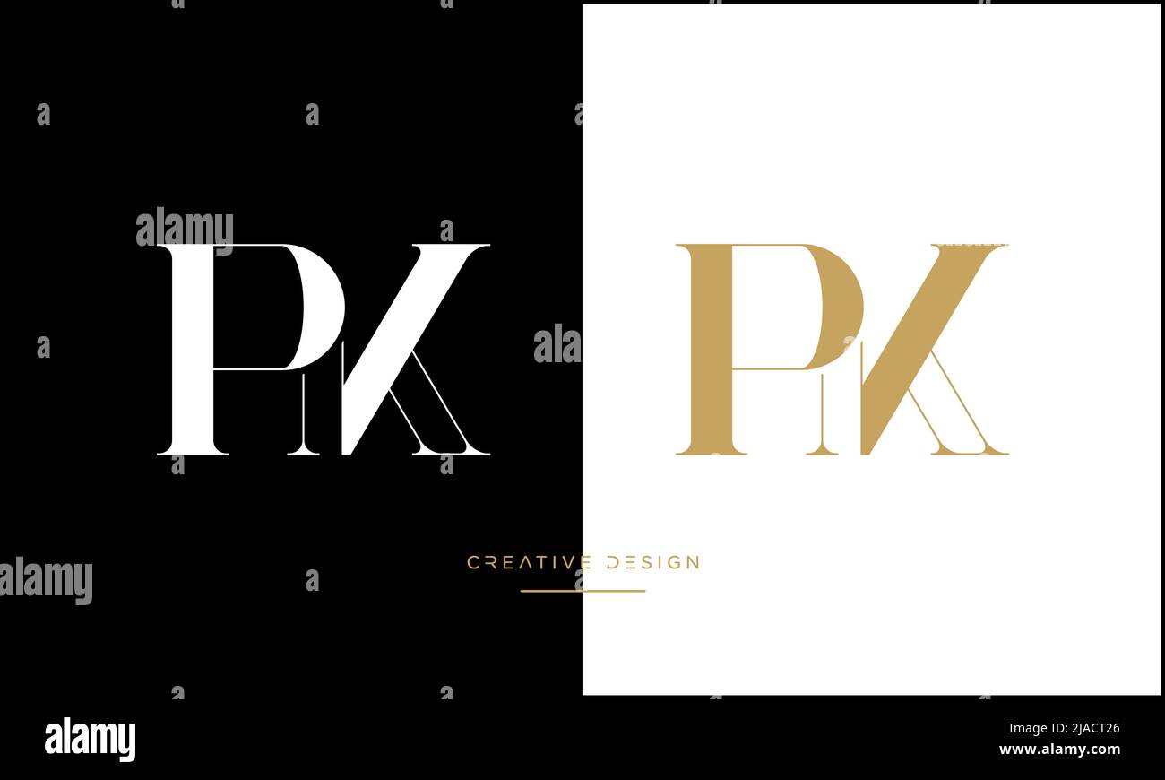 Alfabeto lettere PK o KP icona astratta Logo Illustrazione Vettoriale