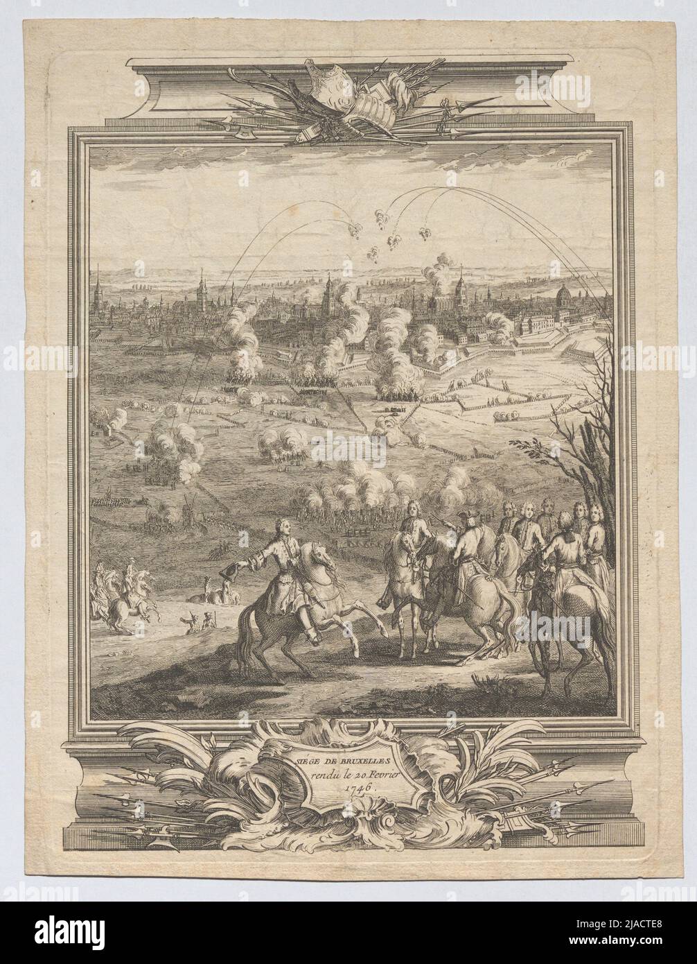 «Punto di Bruxelles/reso il 20.Favier/1746.». Die Belagerung von Brüssel am 20. Febbraio 1746. Sconosciuto Foto Stock