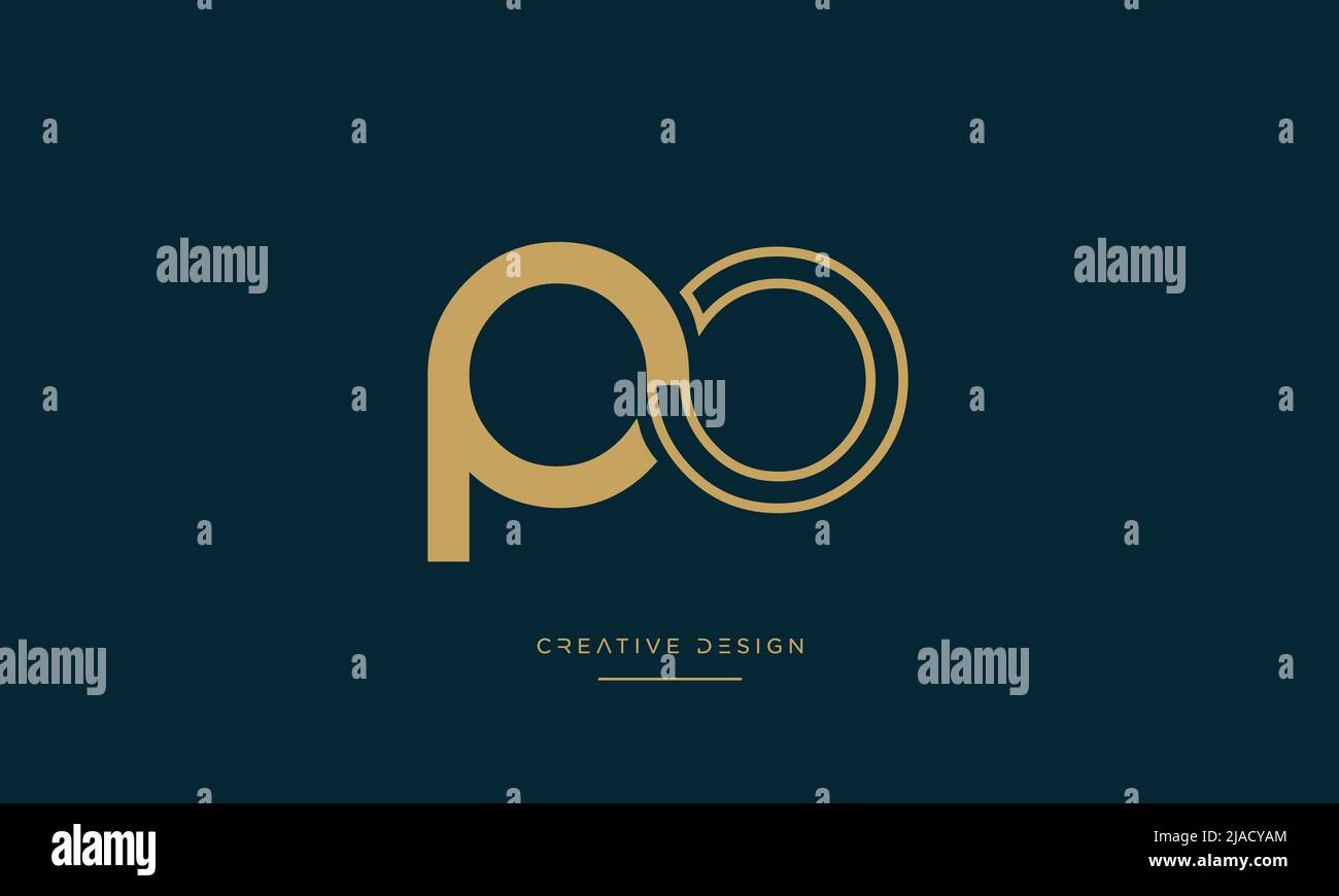 Alfabeto lettere PO, OP, P o o astratto icona Logo Monogramma Illustrazione Vettoriale