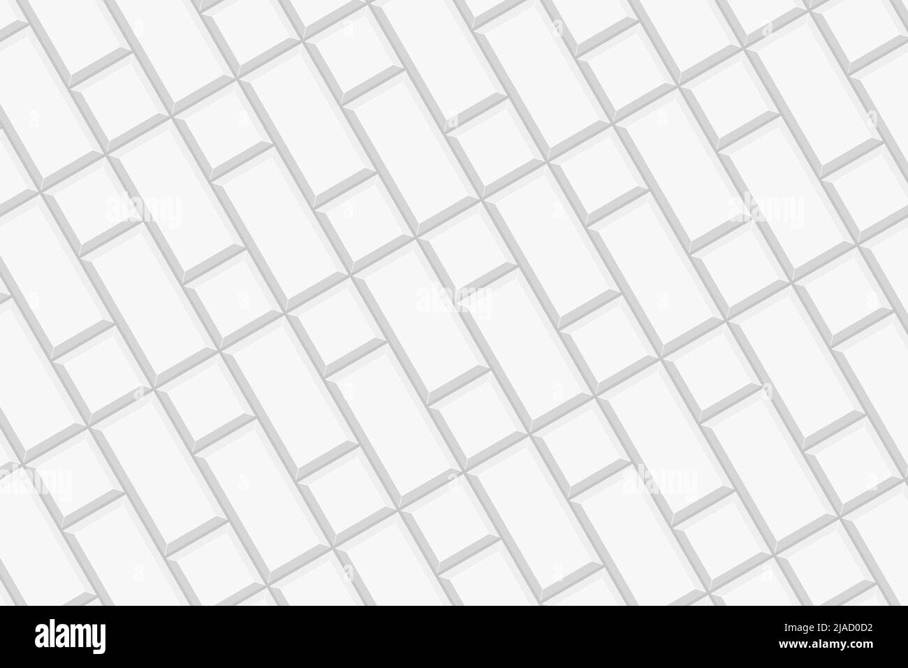 Riquadri e rettangoli bianchi disposti in diagonale. Sfondo in ceramica o mattoni di pietra. Backsplash cucina, pavimento bagno, decorazione facciata senza cuciture pattern. Illustrazione piatta vettoriale Illustrazione Vettoriale
