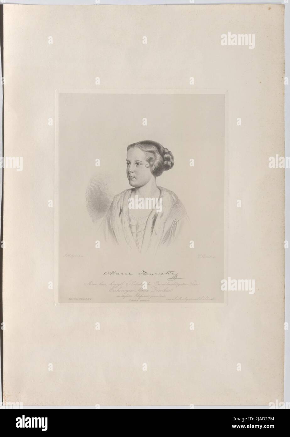 Marie Henriette '. Arciduchessa Marie Henriette von Austria, Principessa reale d'Ungheria e Regina del Belgio. Artaria & Co. Verlag, Casa Editrice, dopo: Josef Matthias Aigner (1819-1886), artista Foto Stock