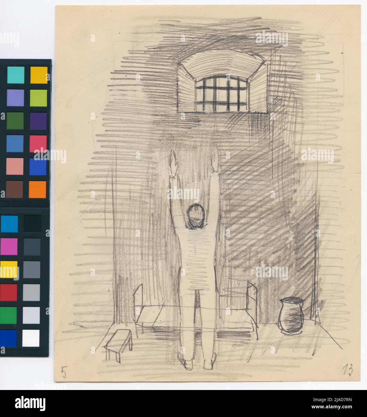 Senza titolo (cella di prigione, disegno a matita). Karl Wiener (1901-1949), artista Foto Stock