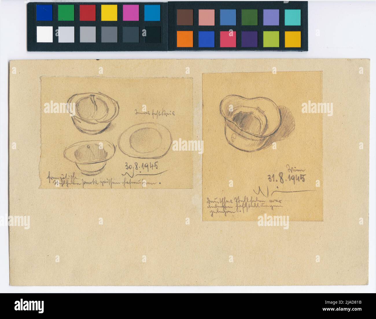 Elmetti in acciaio. Karl Wiener (1901-1949), artista Foto Stock