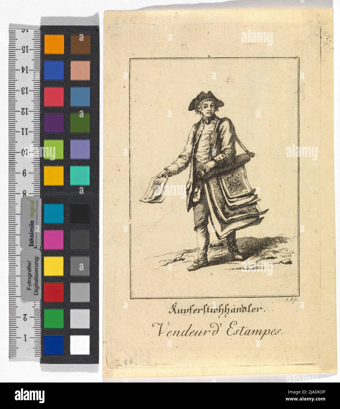 Immagini del comune Volks zu Vienna ', Blatt 2:' rivenditore di incisione. Vendeur d'Estampes. '. Jakob (Jacob) Adam (1748-1811), artista Foto Stock