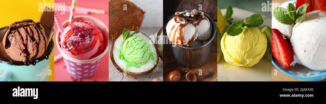 Collage con gelato dolce diverso Foto Stock