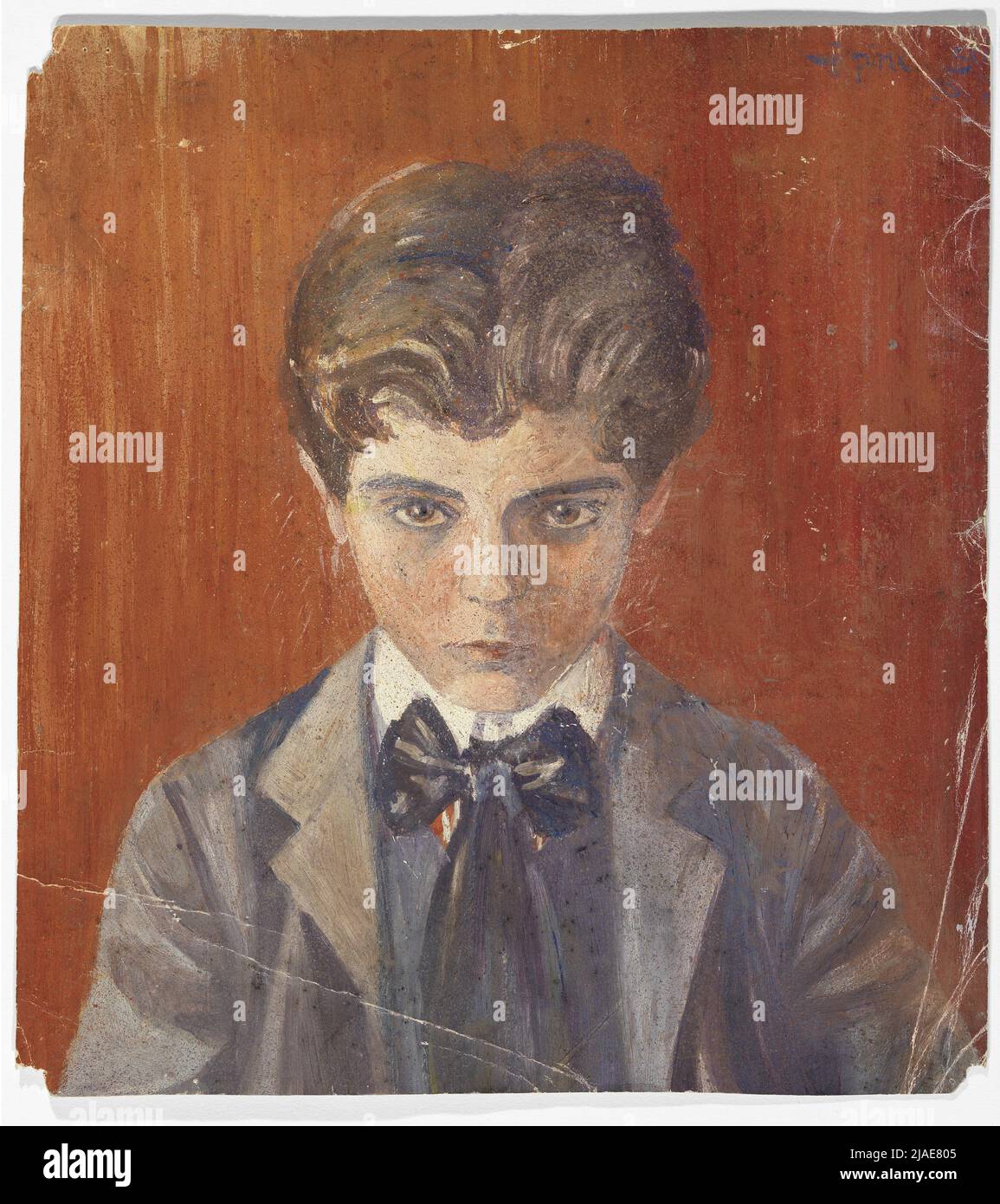 Autoritratto su sfondo rosso. Egon Schiele (1890-1918), artista Foto Stock