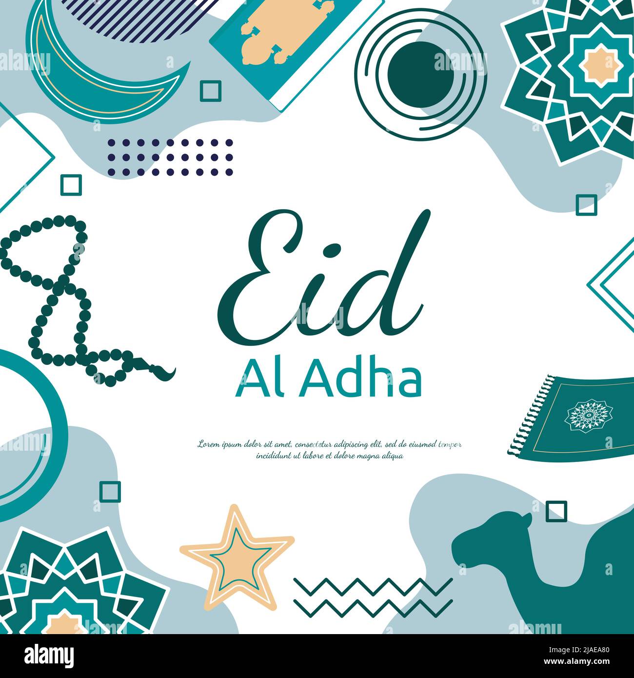 EID Adha Mubarak Islamic Event Square carta regalo sfondo Illustrazione Vettoriale