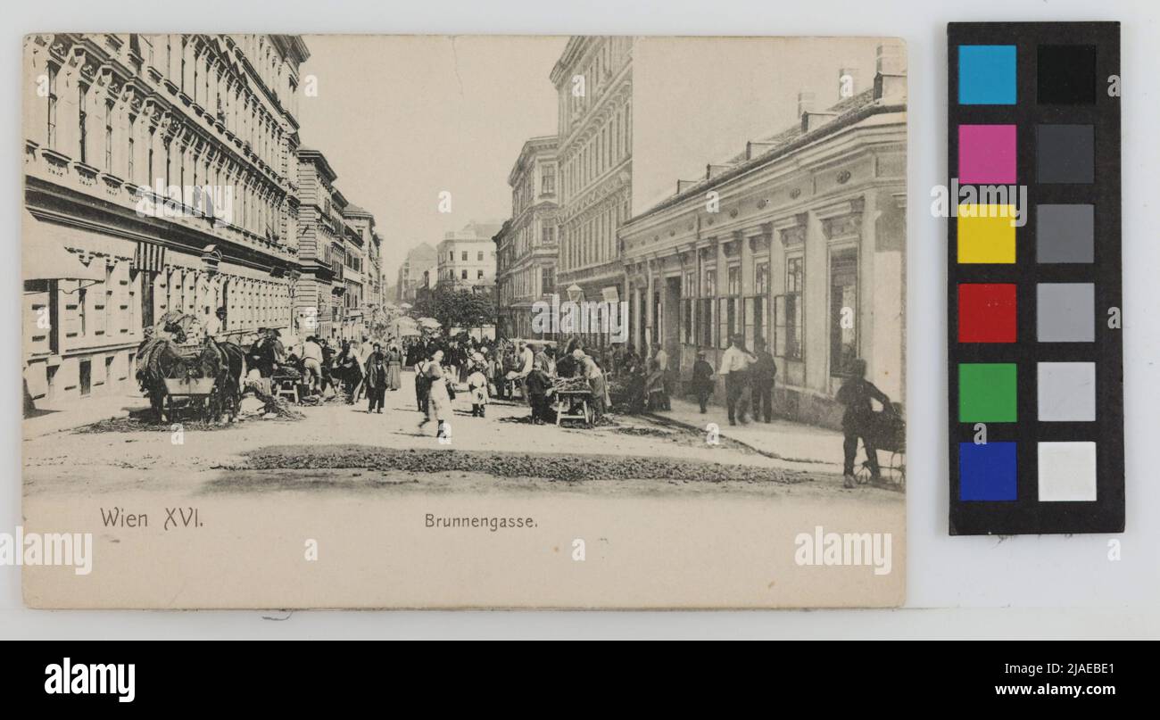 Vienna XVI Brunnengasse .. Sperlings Postkartenverlag (M. M. S.), produttore Foto Stock